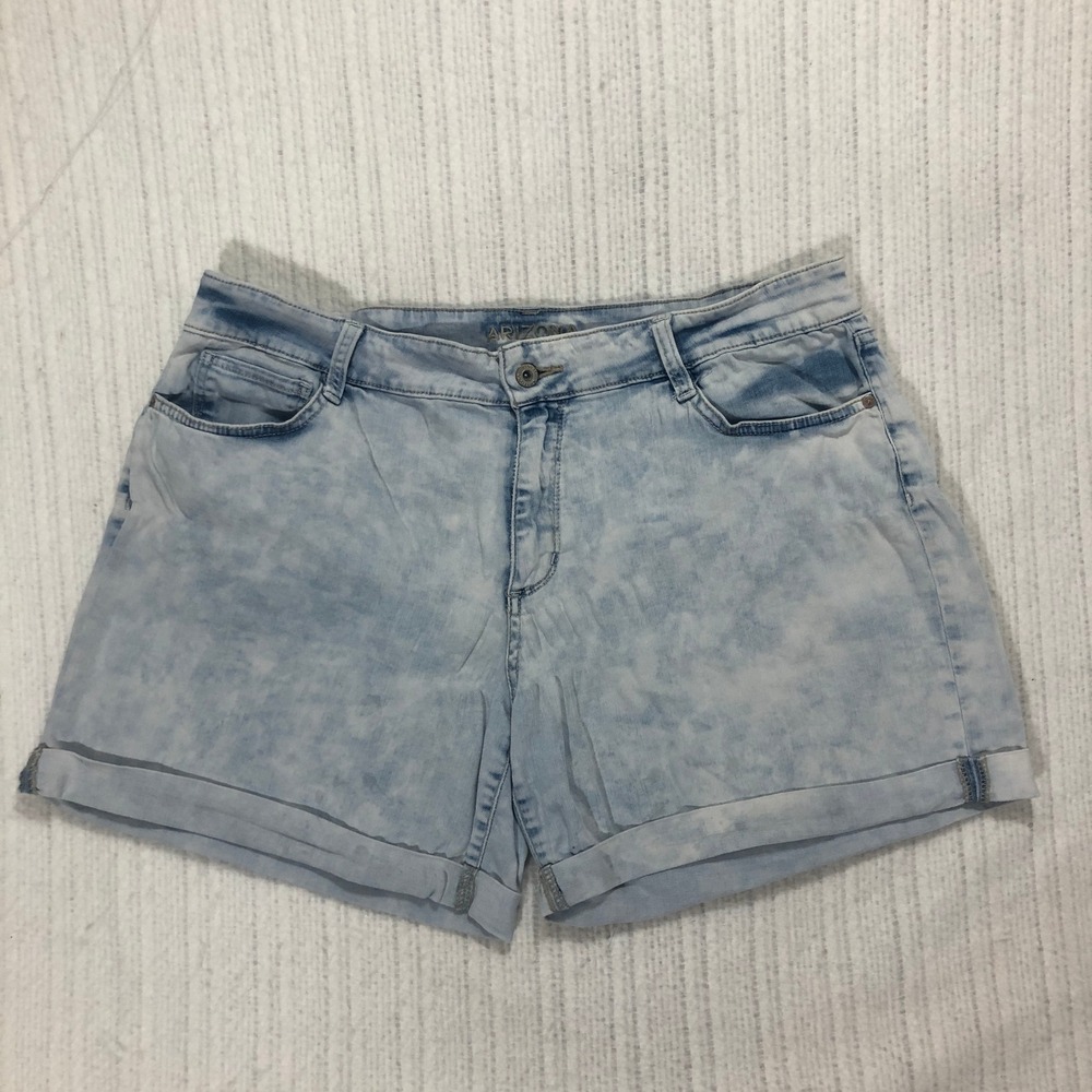Arizona Denim Shorts Cuffed Hem Acid Wash Blue Jean Shorts Size XL
